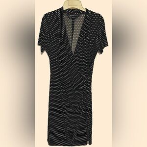 Norma Kamali Black Polka Dot Dress Medium NWOT
